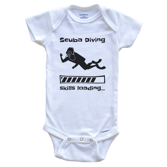 Scuba Diving Skills Loading Funny Scuba Diver Baby Bodysuit