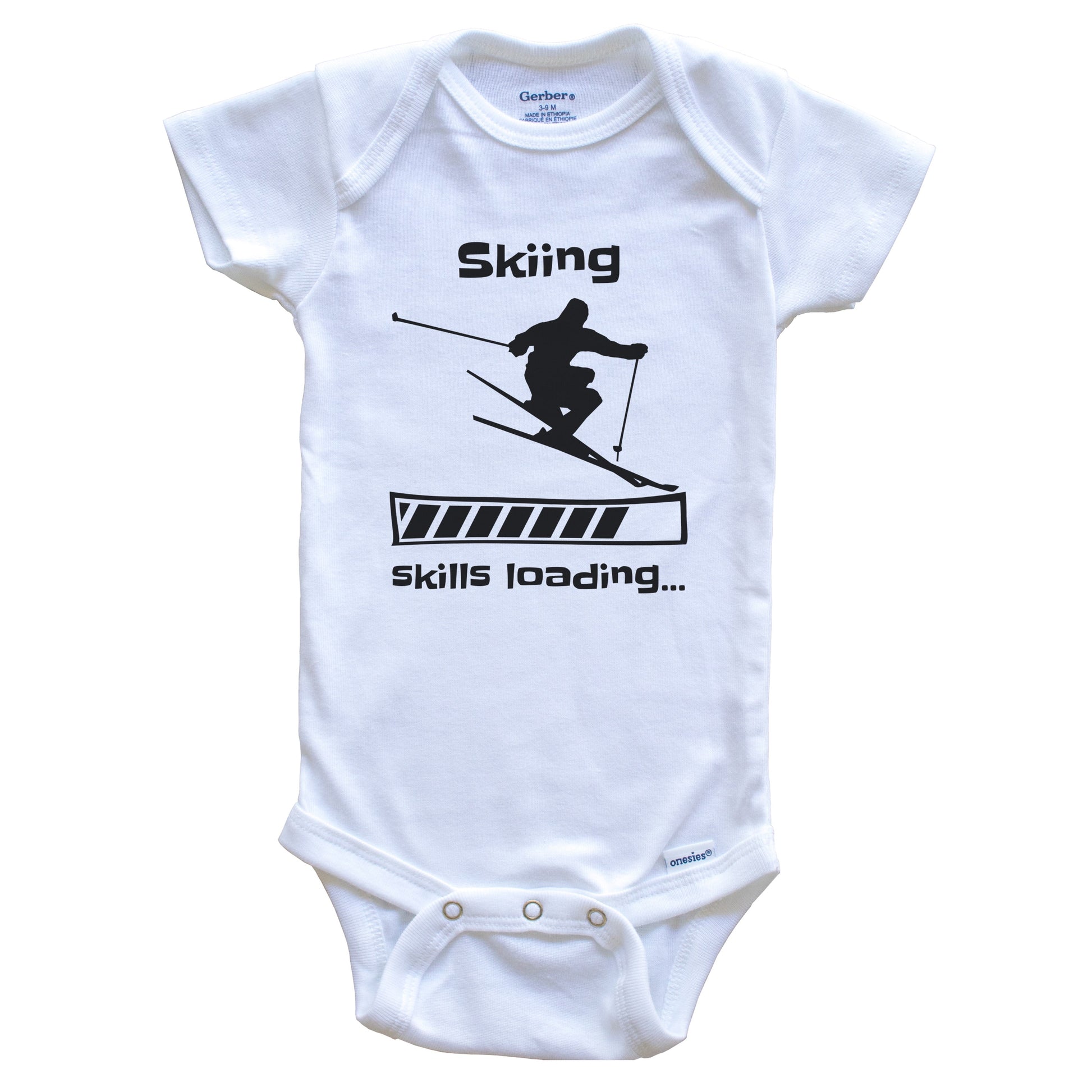 Skiing Skills Loading Funny Skier Baby Bodysuit