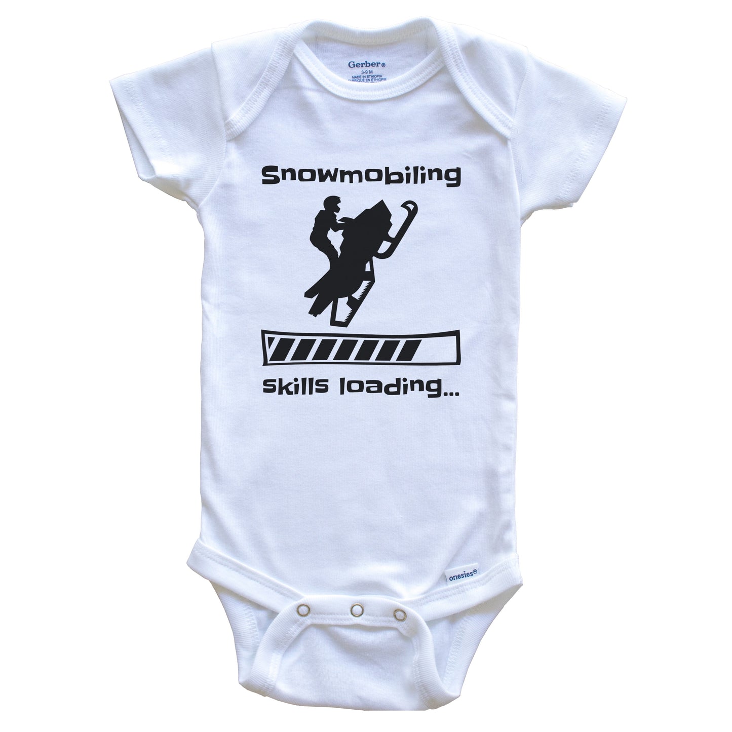 Snowmobiling Skills Loading Funny Snowmobiler Baby Bodysuit