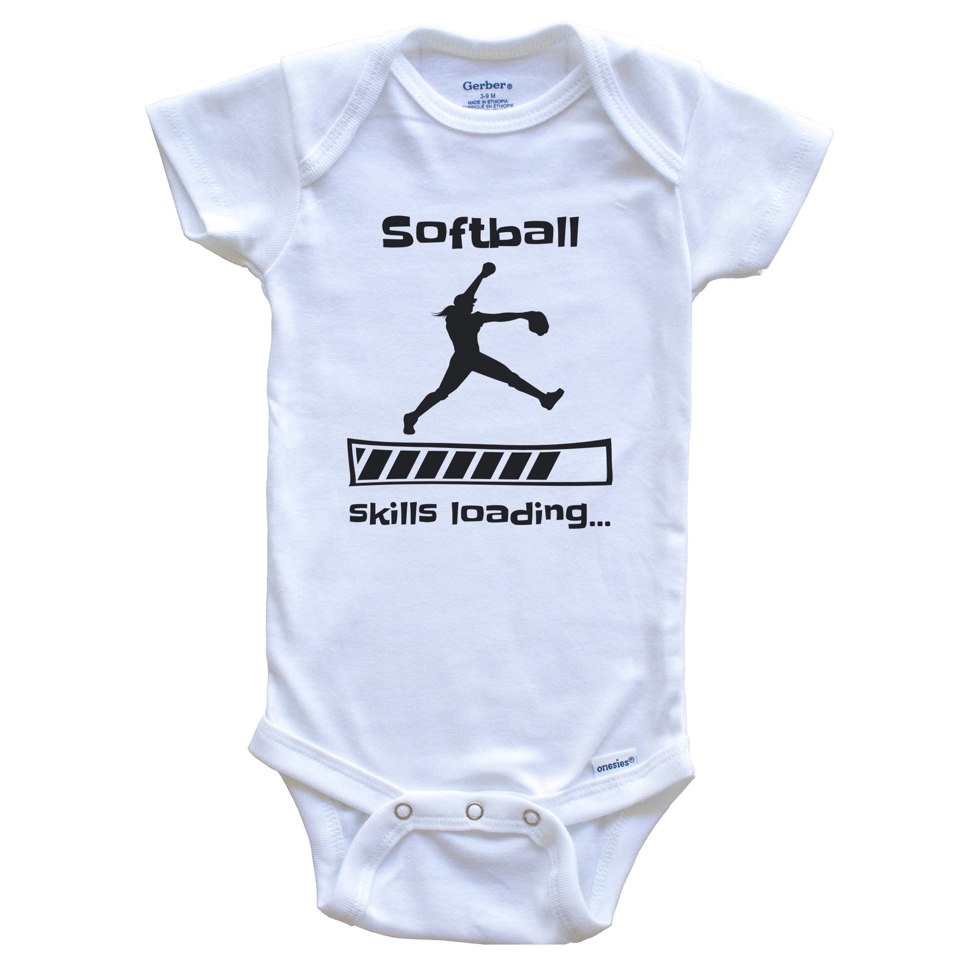 Softball Skills Loading Funny Softball Player Baby Bodysuit