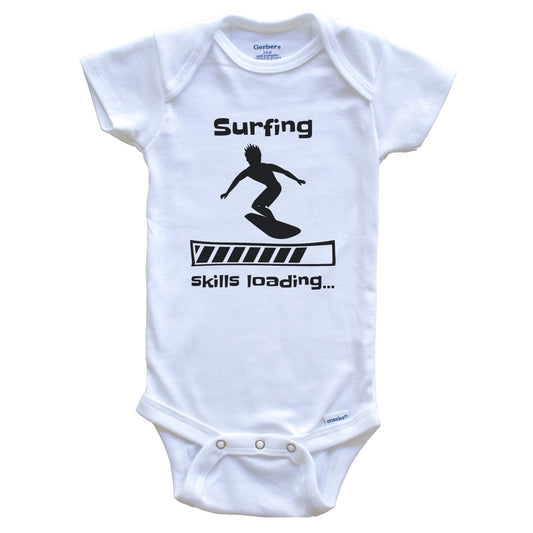 Surfing Skills Loading Funny Surfer Baby Bodysuit