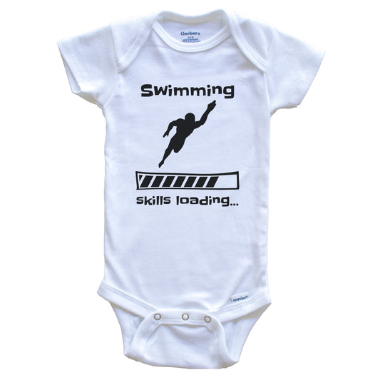 Swimming Skills Loading Funny Swimmer Baby Bodysuit