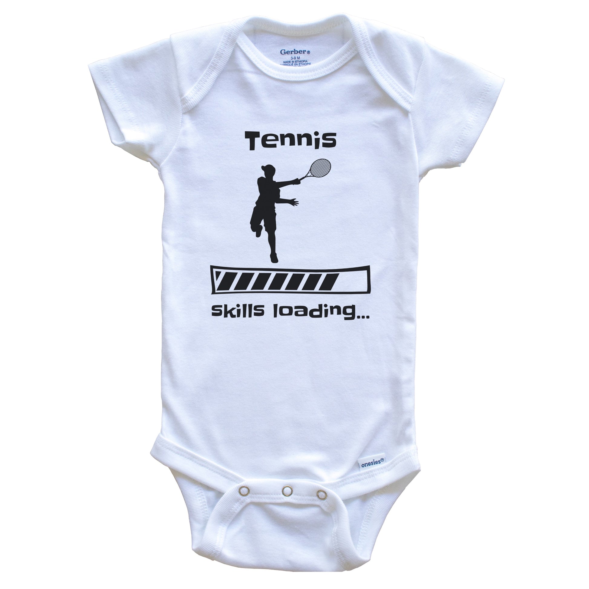 Tennis Skills Loading Funny Tennis Player Baby Bodysuit