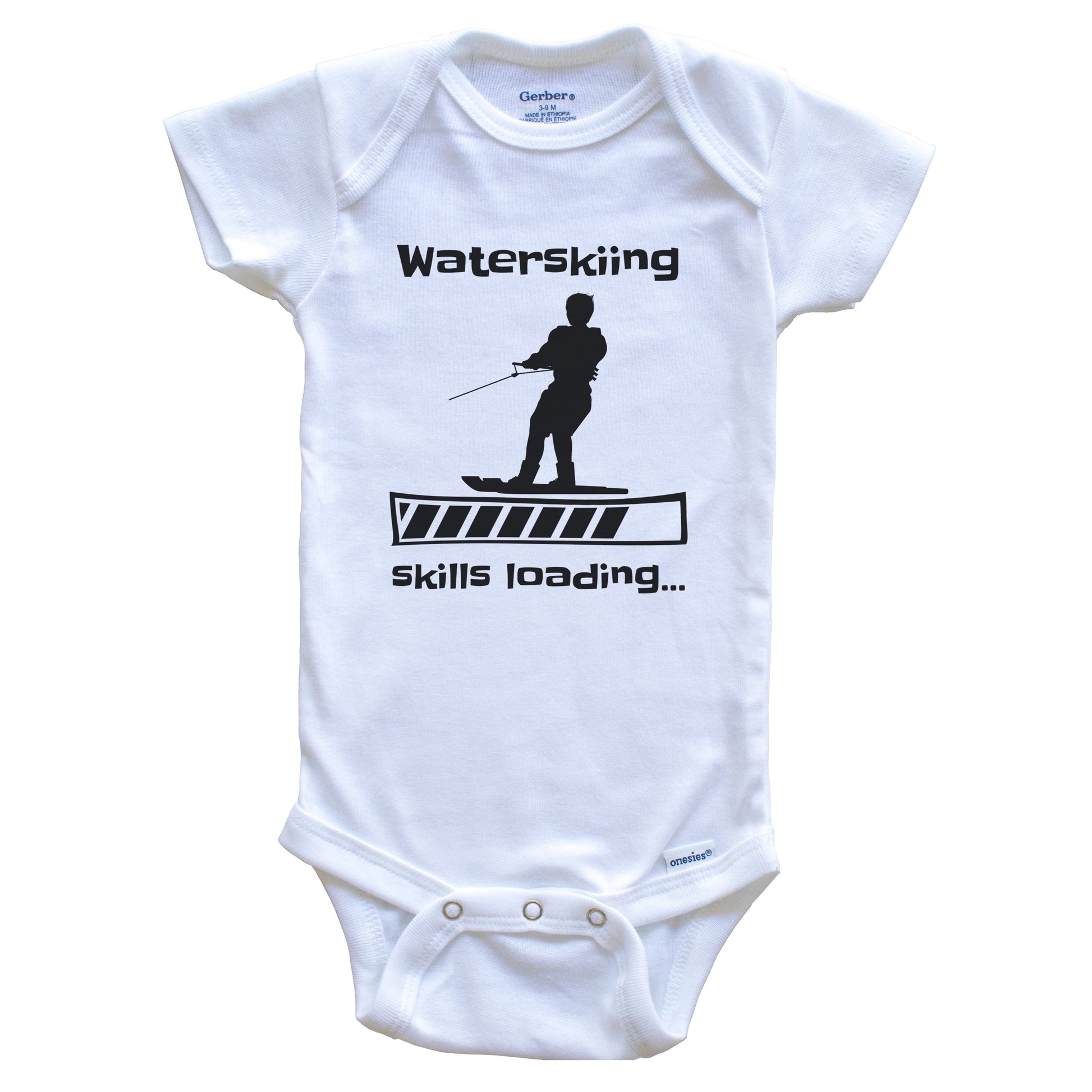 Waterskiing Skills Loading Funny Waterskier Baby Bodysuit