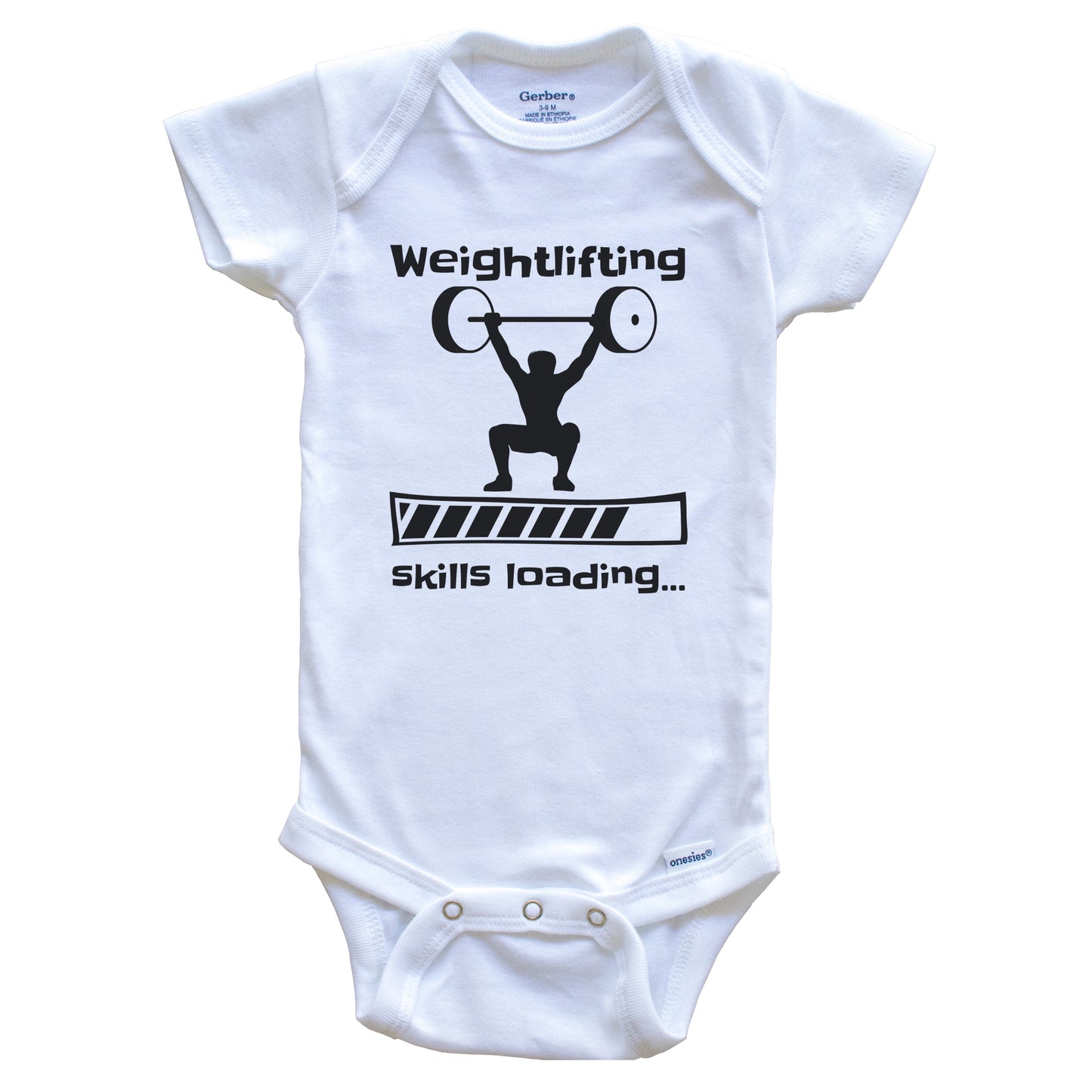 Weightlifting Skills Loading Funny Weightlifter Baby Bodysuit