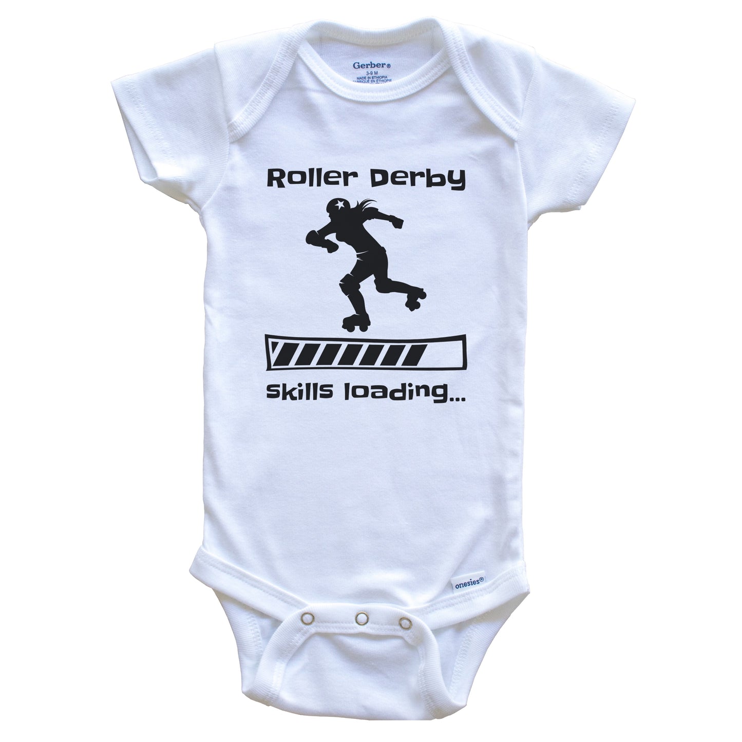 Roller Derby Skills Loading Funny Roller Derby Player Baby Bodysuit