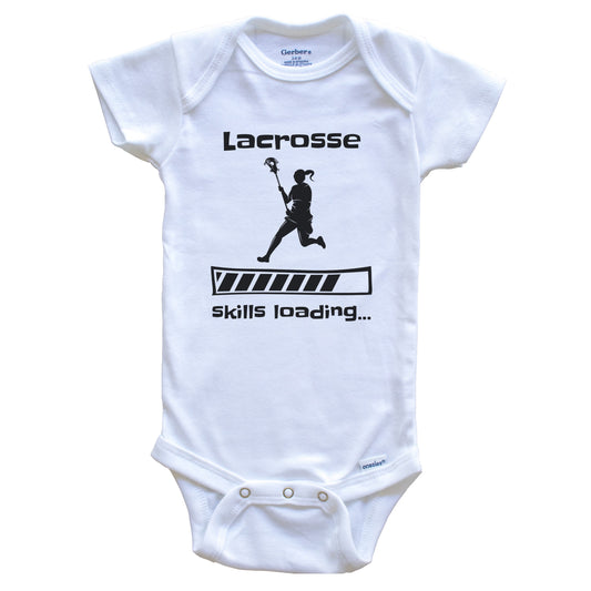 Lacrosse Skills Loading Funny Girls Lacrosse Player Baby Bodysuit