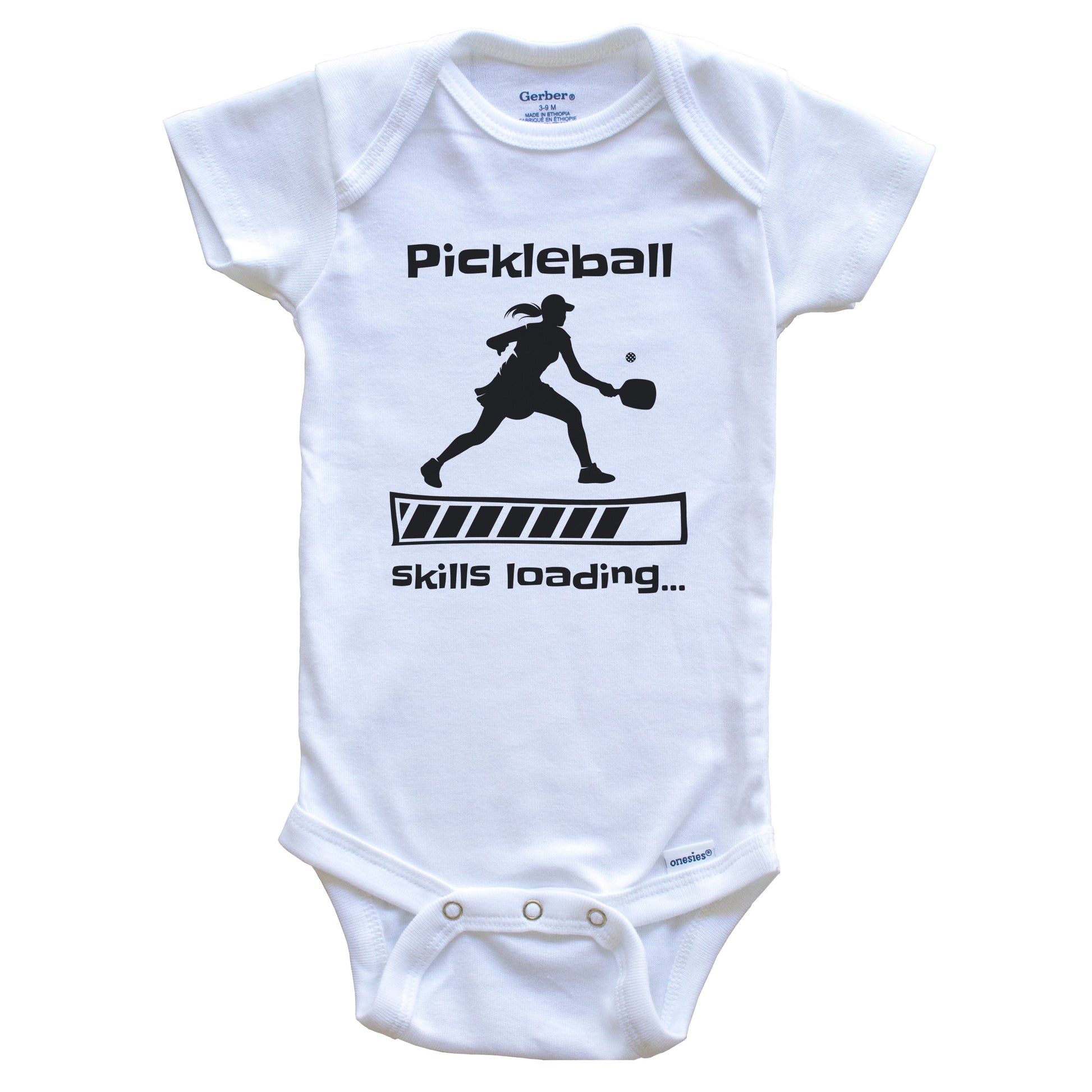 Pickleball Skills Loading Funny Female Pickleball Player Baby Bodysuit