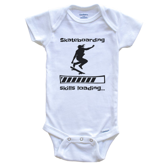 Skateboarding Skills Loading Funny Female Skateboarder Baby Bodysuit