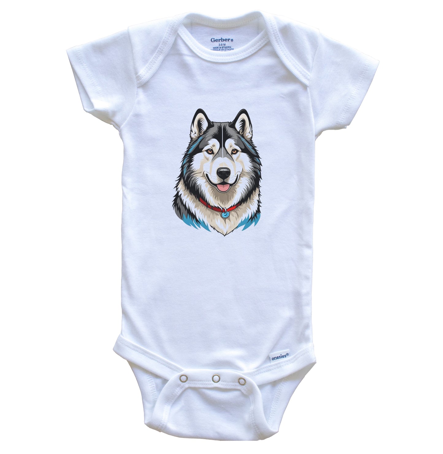 Cute Alaskan Malamute Dog Breed Baby Bodysuit
