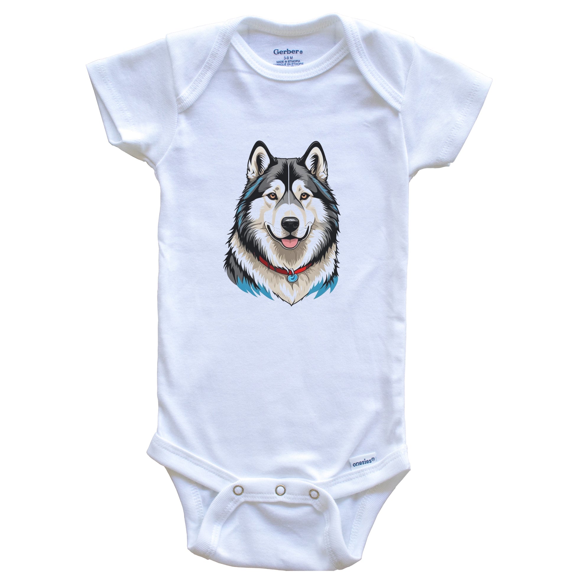 Cute Alaskan Malamute Dog Breed Baby Bodysuit