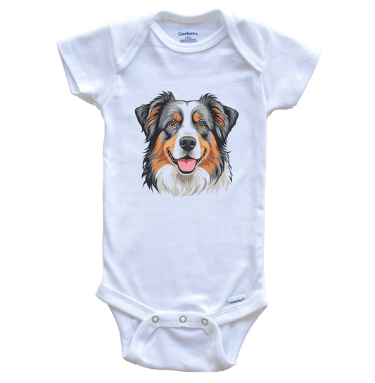 Cute Australian Shepherd Dog Breed Baby Bodysuit