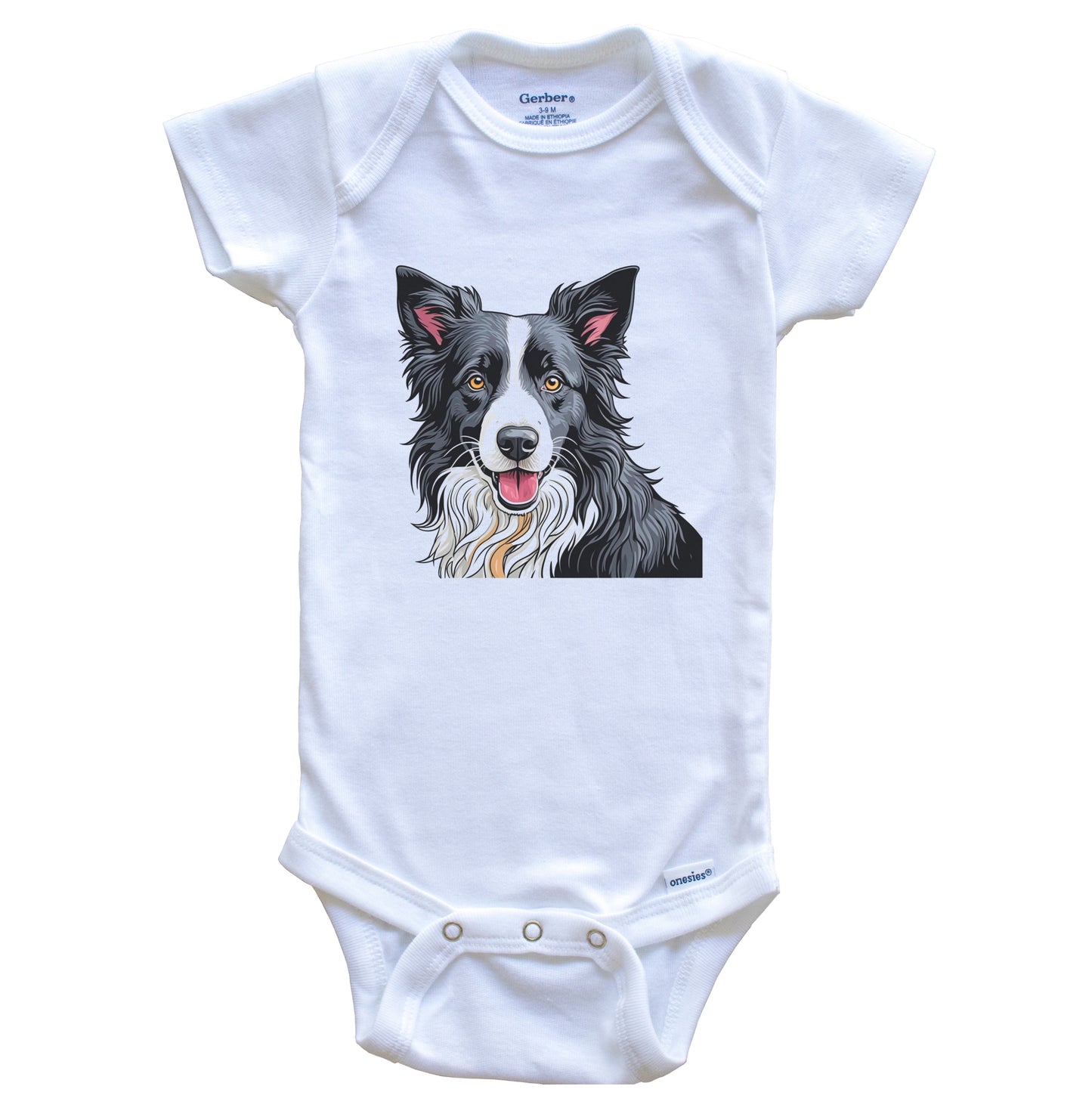 Cute Border Collie Dog Breed Baby Bodysuit