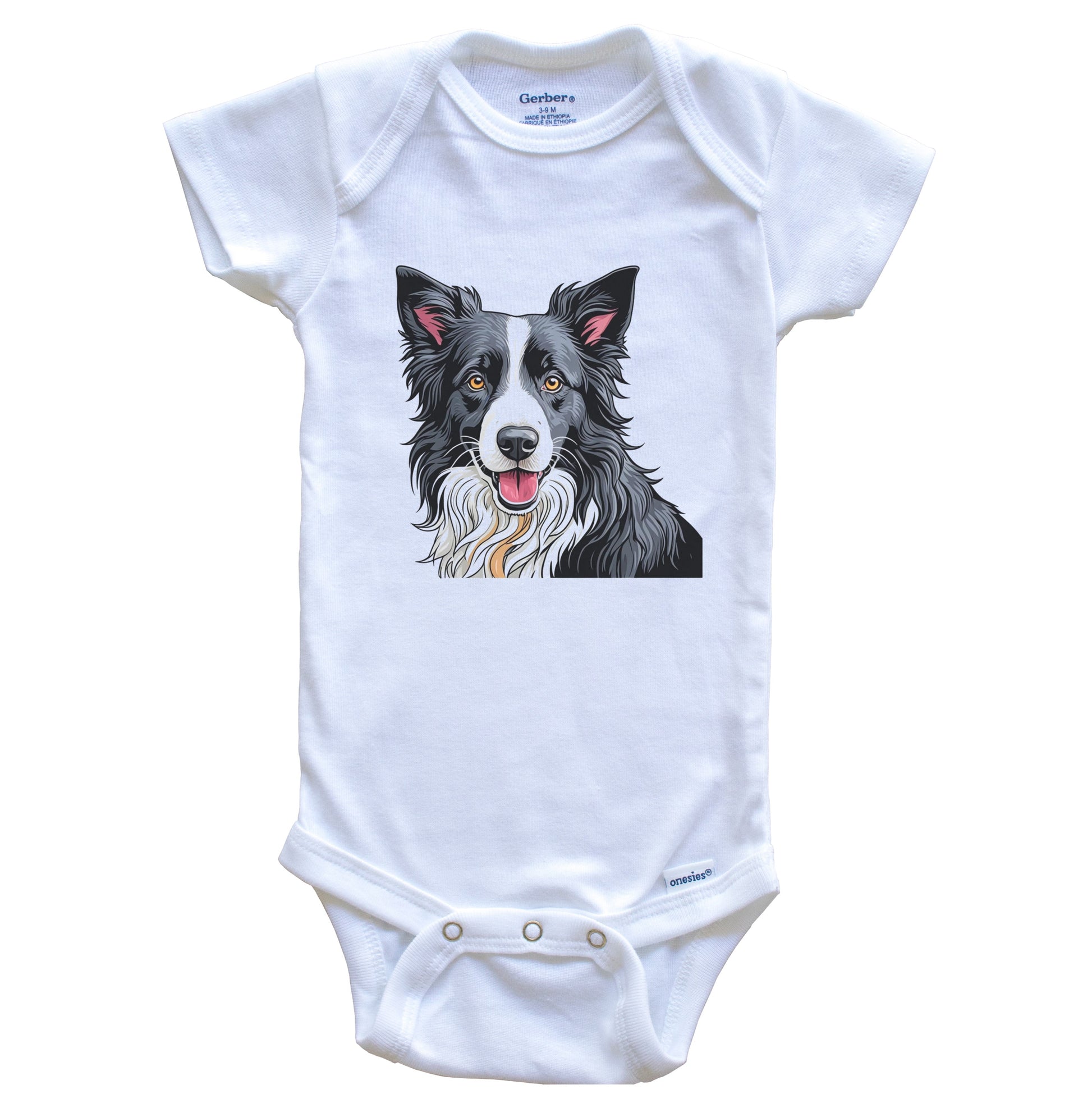 Cute Border Collie Dog Breed Baby Bodysuit