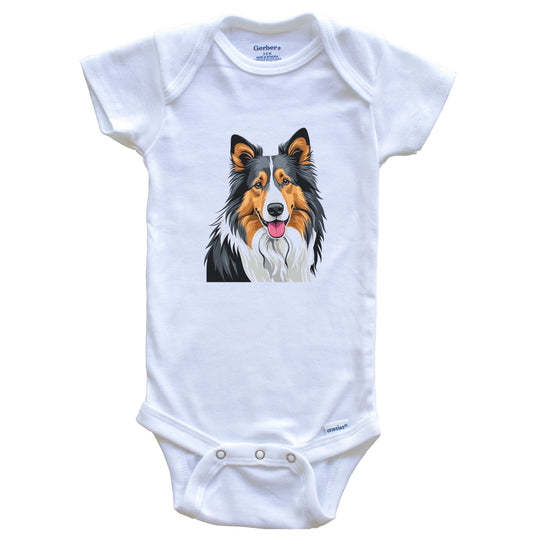Cute Collie Dog Breed Baby Bodysuit