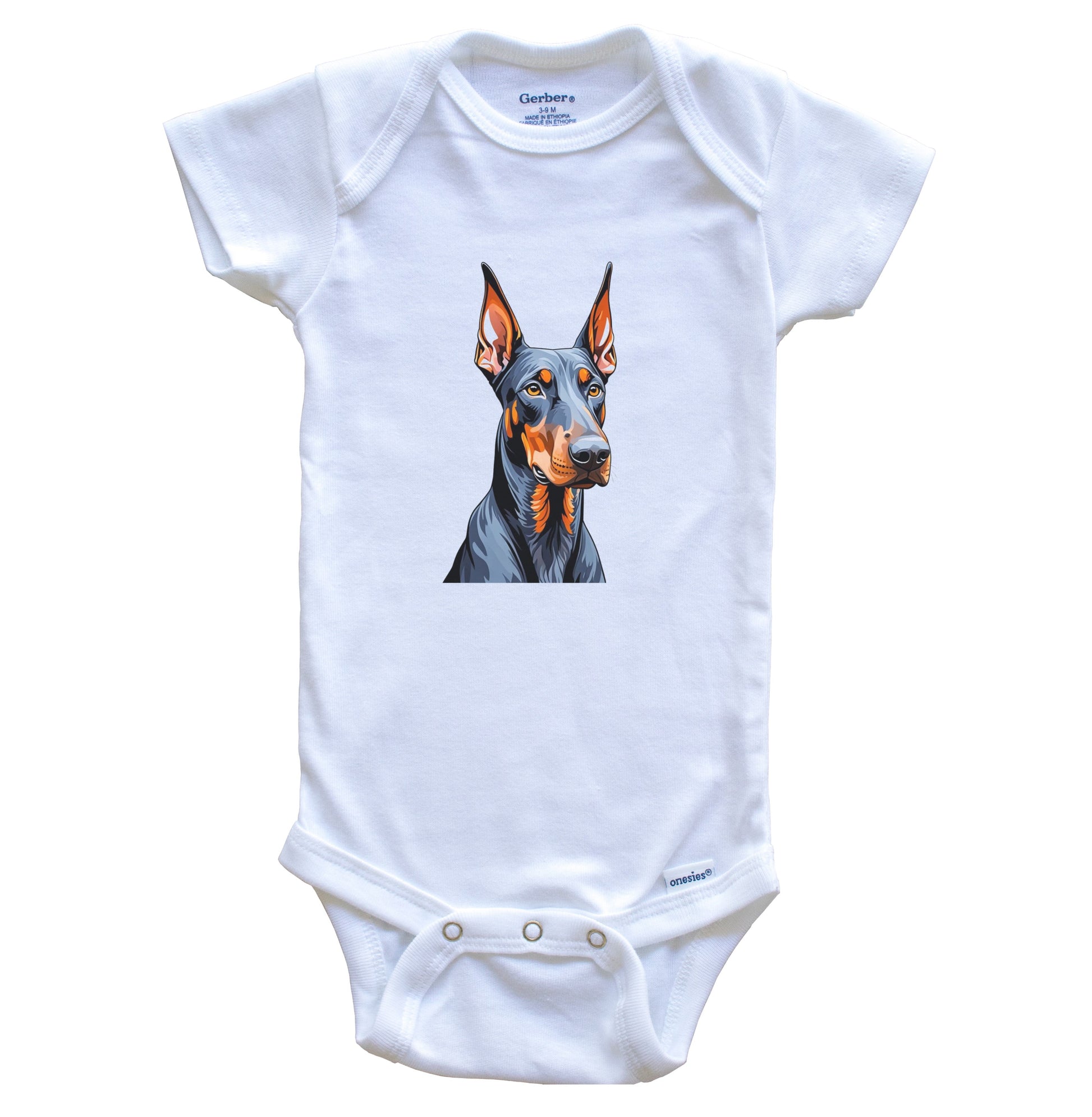 Cute Doberman Dog Breed Baby Bodysuit