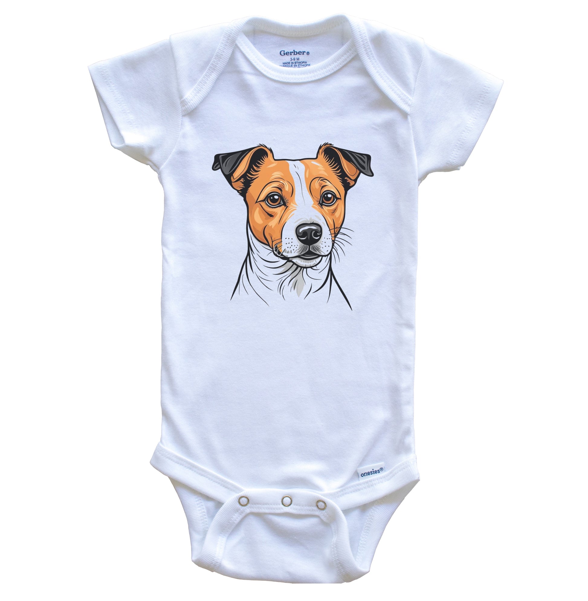 Cute Jack Russell Terrier Dog Breed Baby Bodysuit