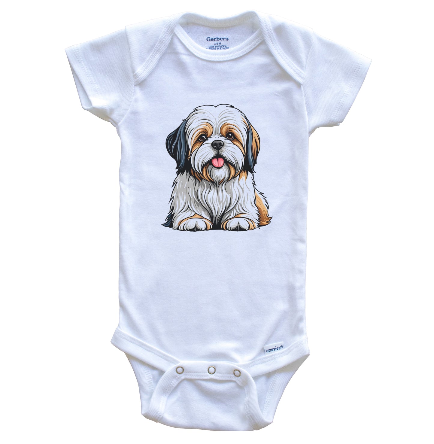Cute Lhasa Apso Dog Breed Baby Bodysuit