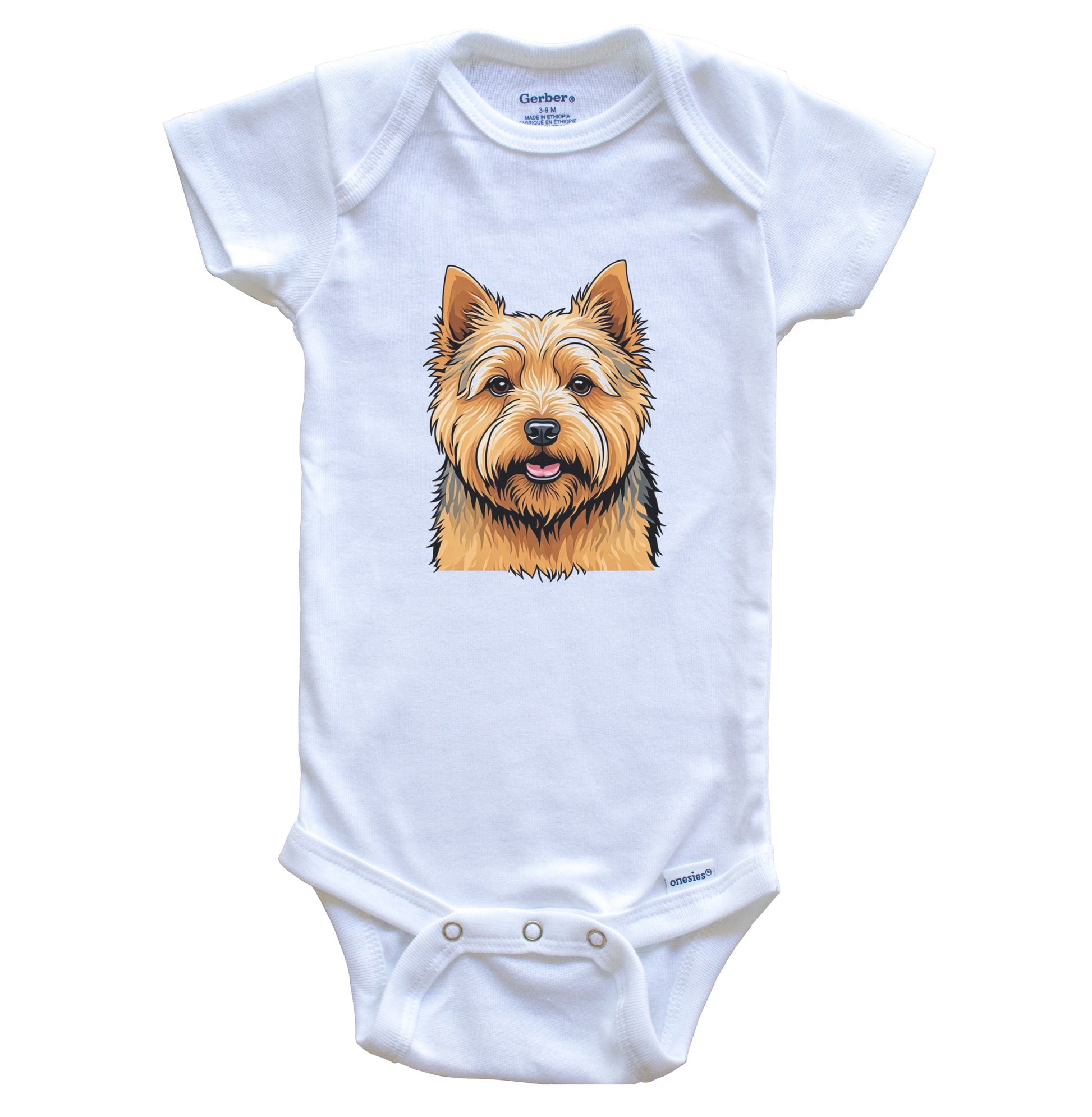 Cute Norwich Terrier Dog Breed Baby Bodysuit