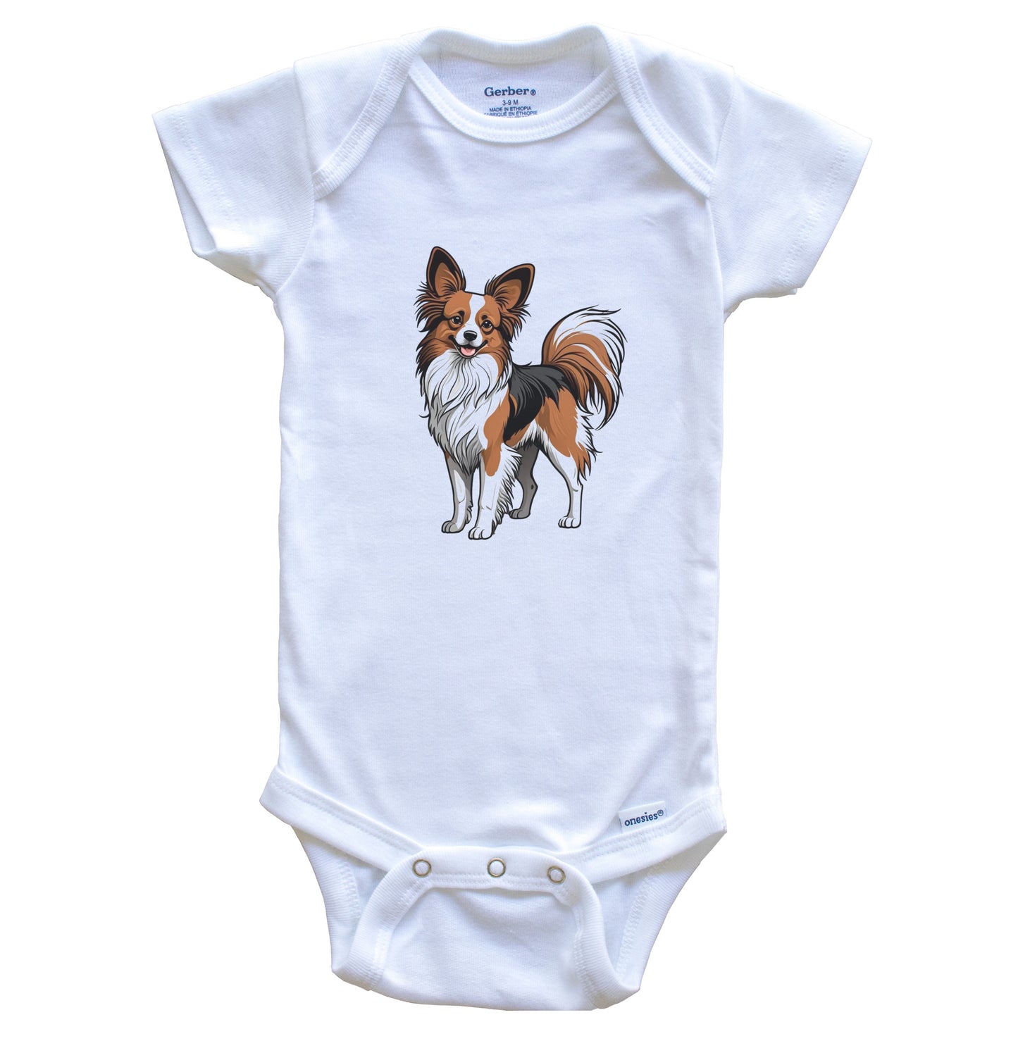 Cute Papillon Dog Breed Baby Bodysuit