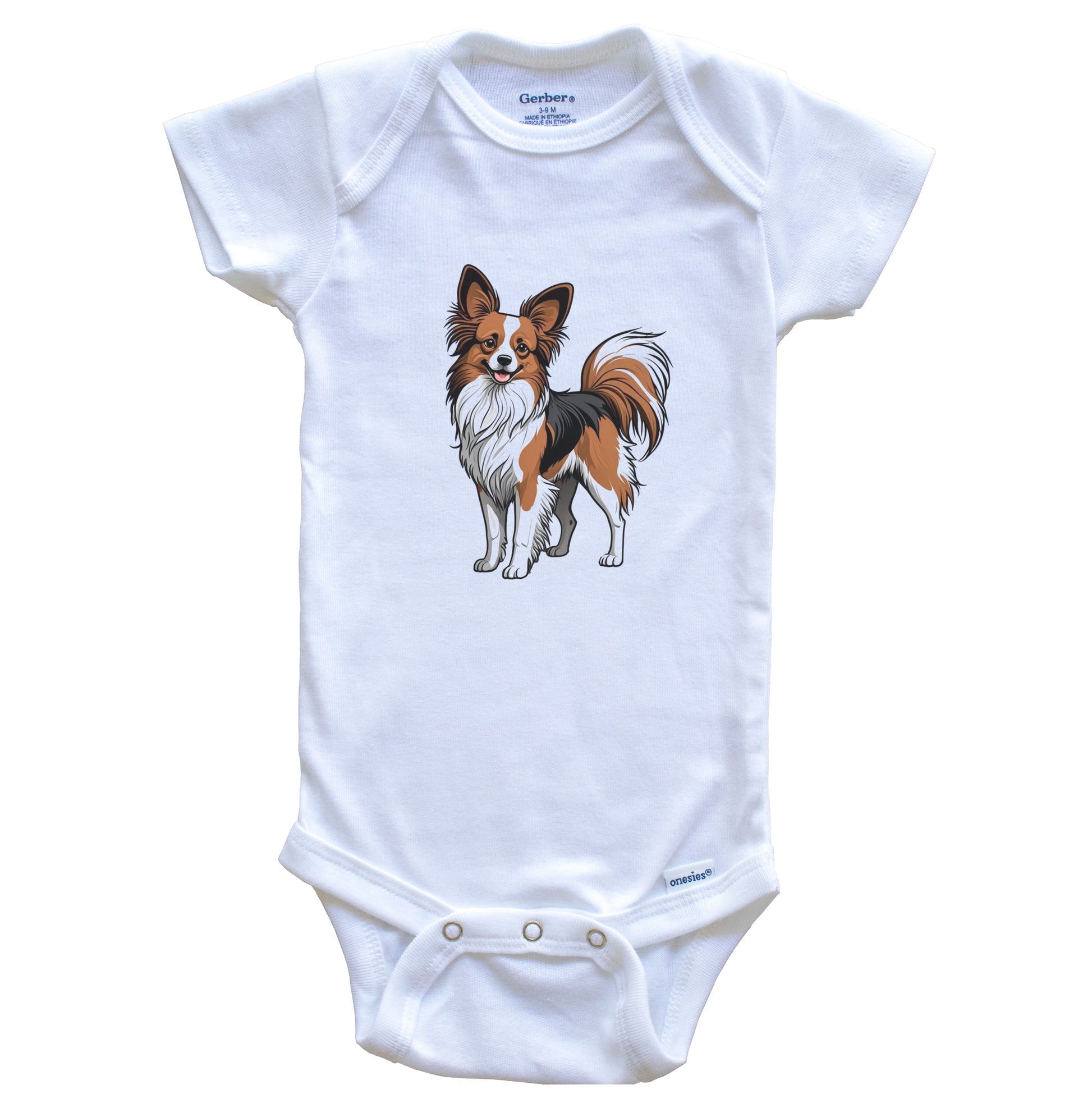 Cute Papillon Dog Breed Baby Bodysuit