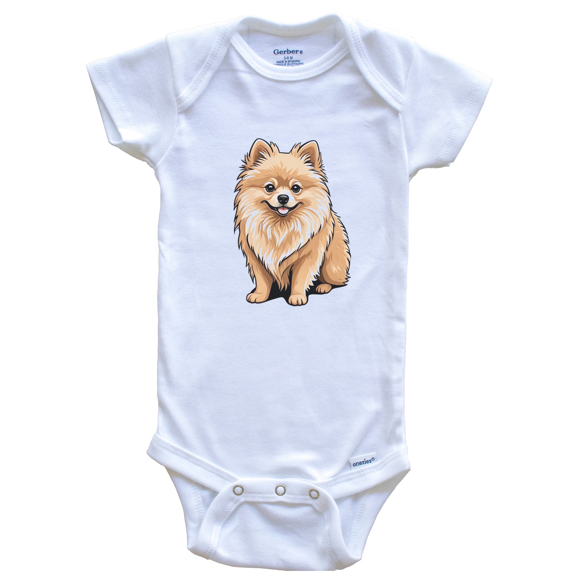 Cute Pomeranian Dog Breed Baby Bodysuit