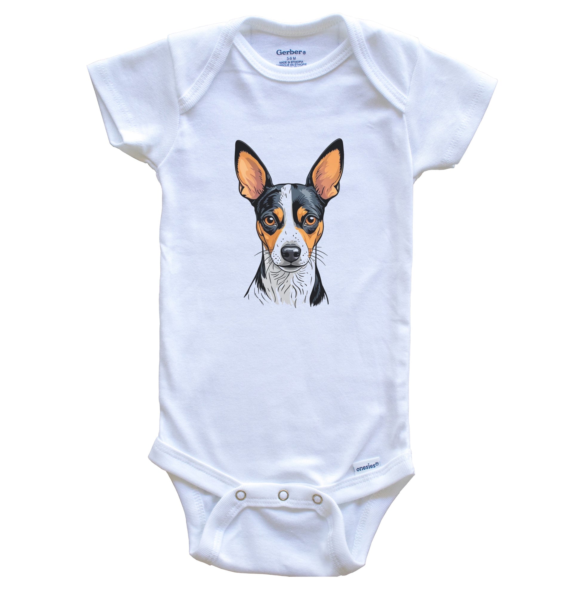 Cute Rat Terrier Dog Breed Baby Bodysuit