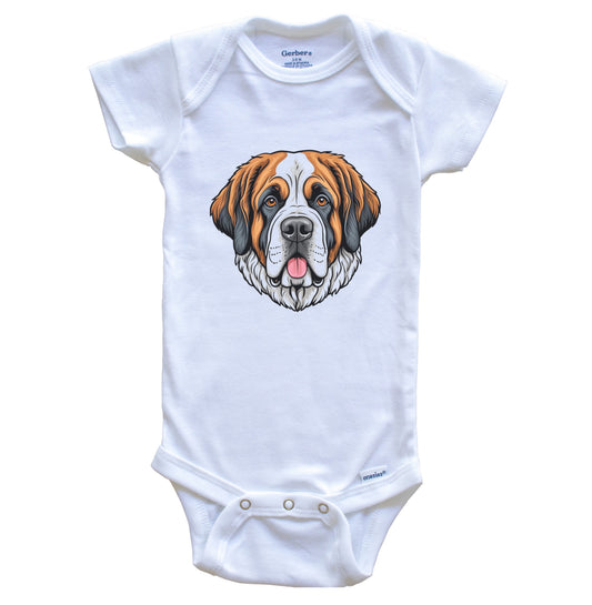 Cute Saint Bernard Dog Breed Baby Bodysuit