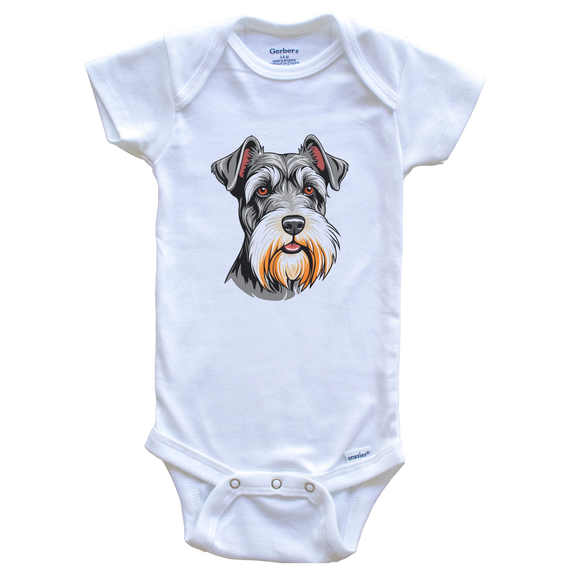 Cute Schnauzer Dog Breed Baby Bodysuit