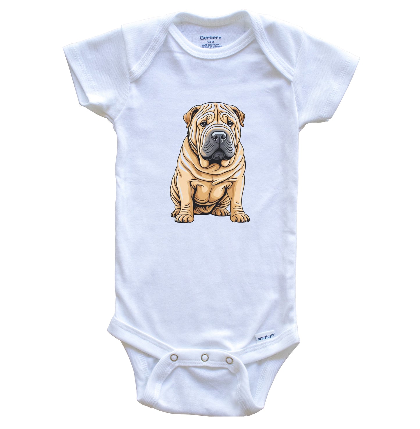 Cute Shar Pei Dog Breed Baby Bodysuit