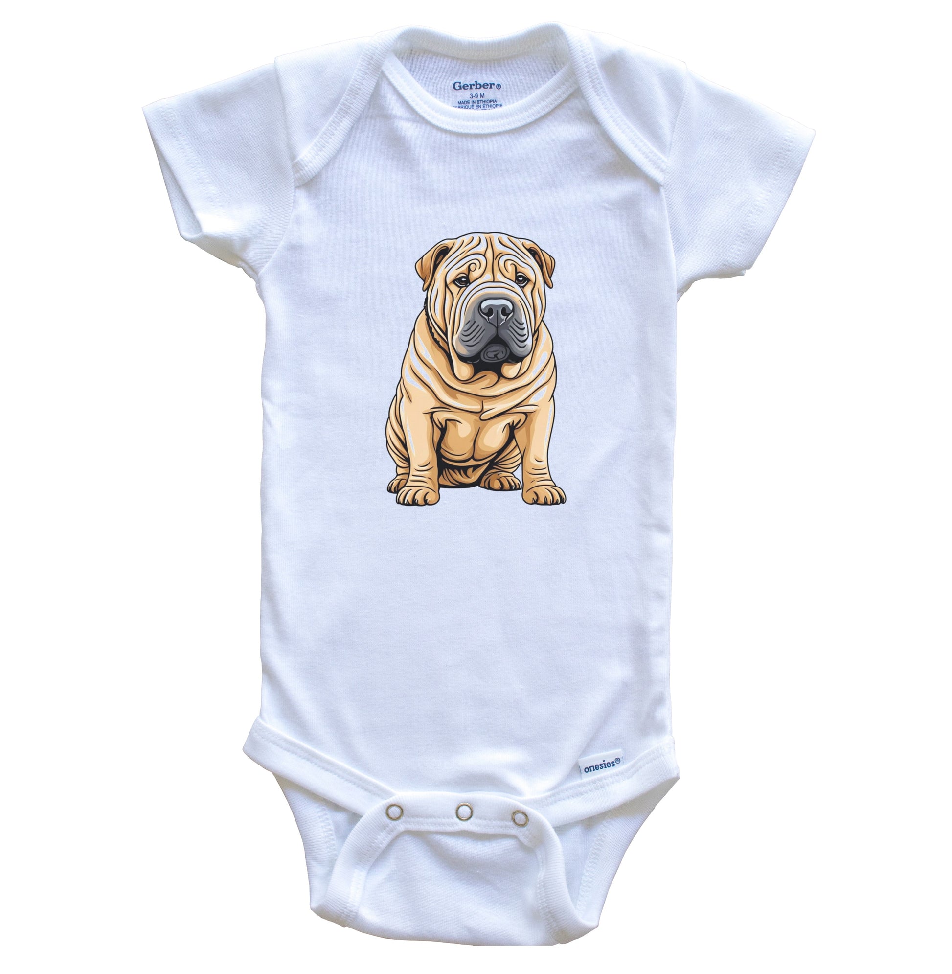 Cute Shar Pei Dog Breed Baby Bodysuit