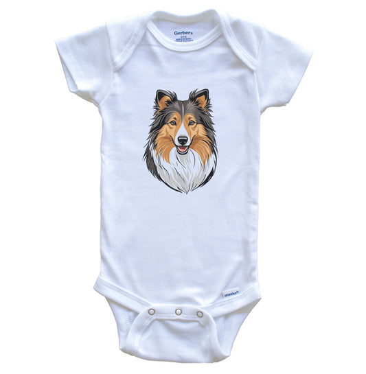 Cute Shetland Sheepdog Dog Breed Baby Bodysuit
