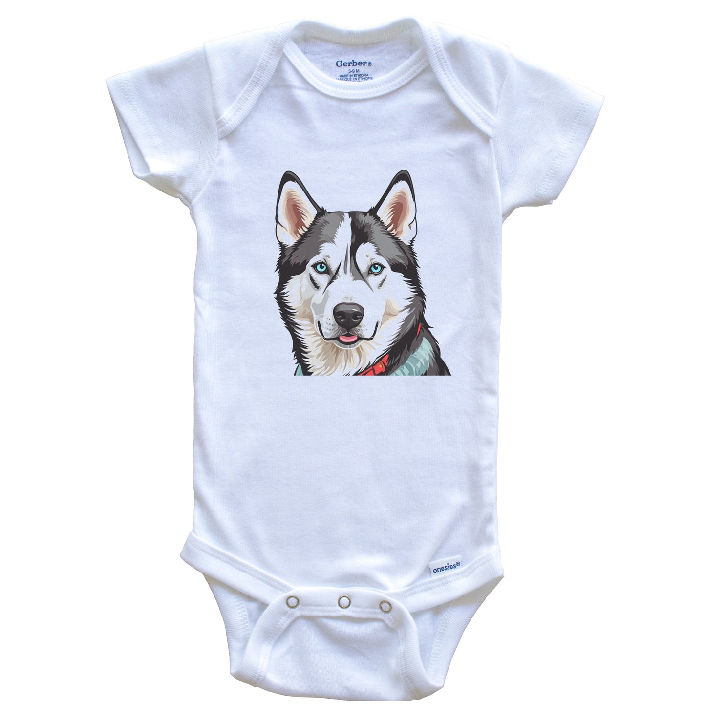 Cute Siberian Husky Dog Breed Baby Bodysuit