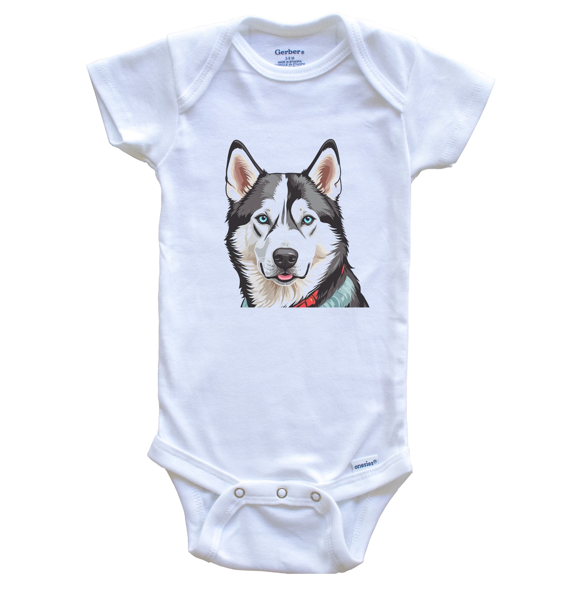 Cute Siberian Husky Dog Breed Baby Bodysuit