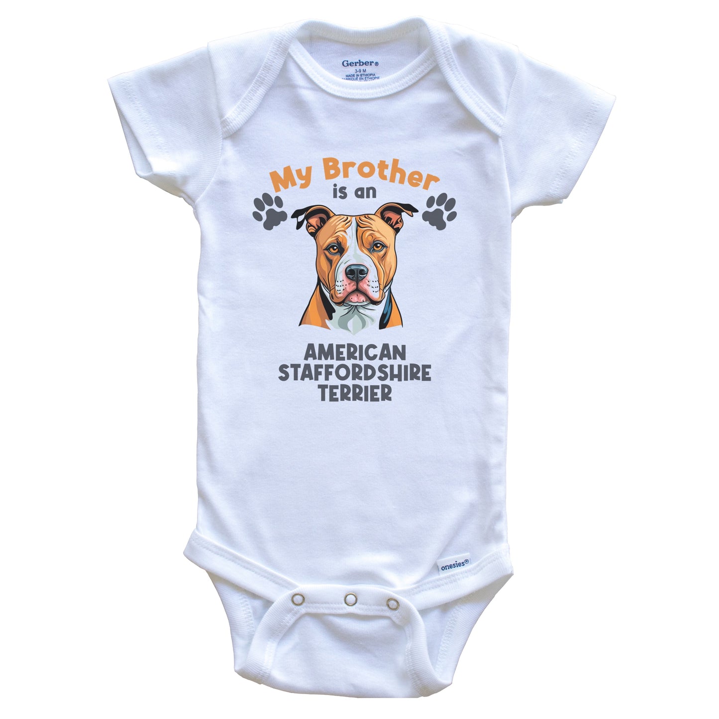 My Brother Is An American Staffordshire Terrier Cute Dog Breed Baby Bodysuit
