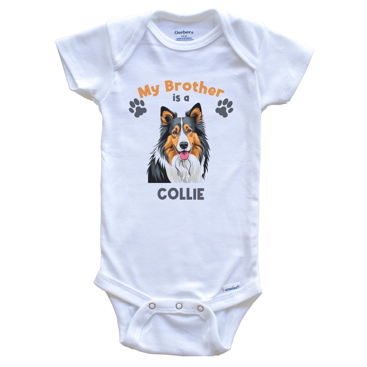 My Brother Is A Collie Cute Dog Breed Baby Bodysuit