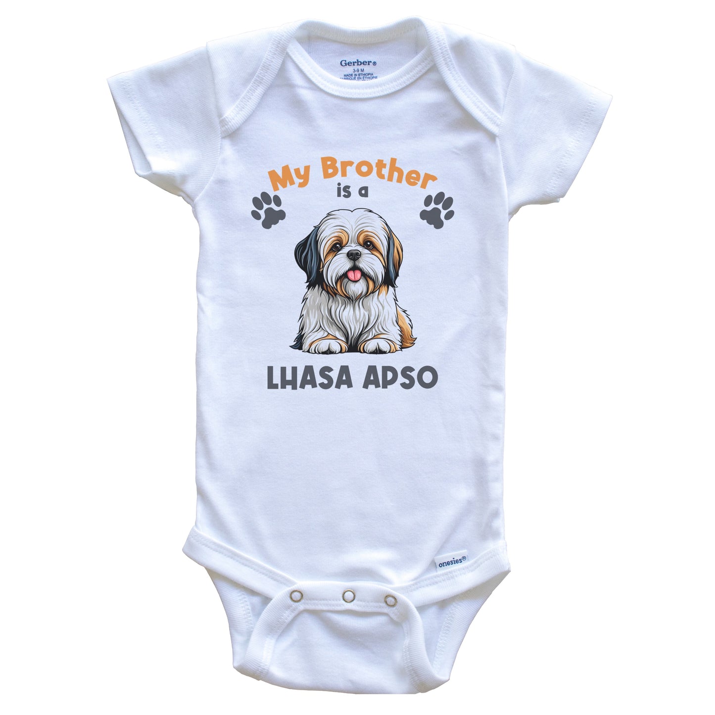 My Brother Is A Lhasa Apso Cute Dog Breed Baby Bodysuit