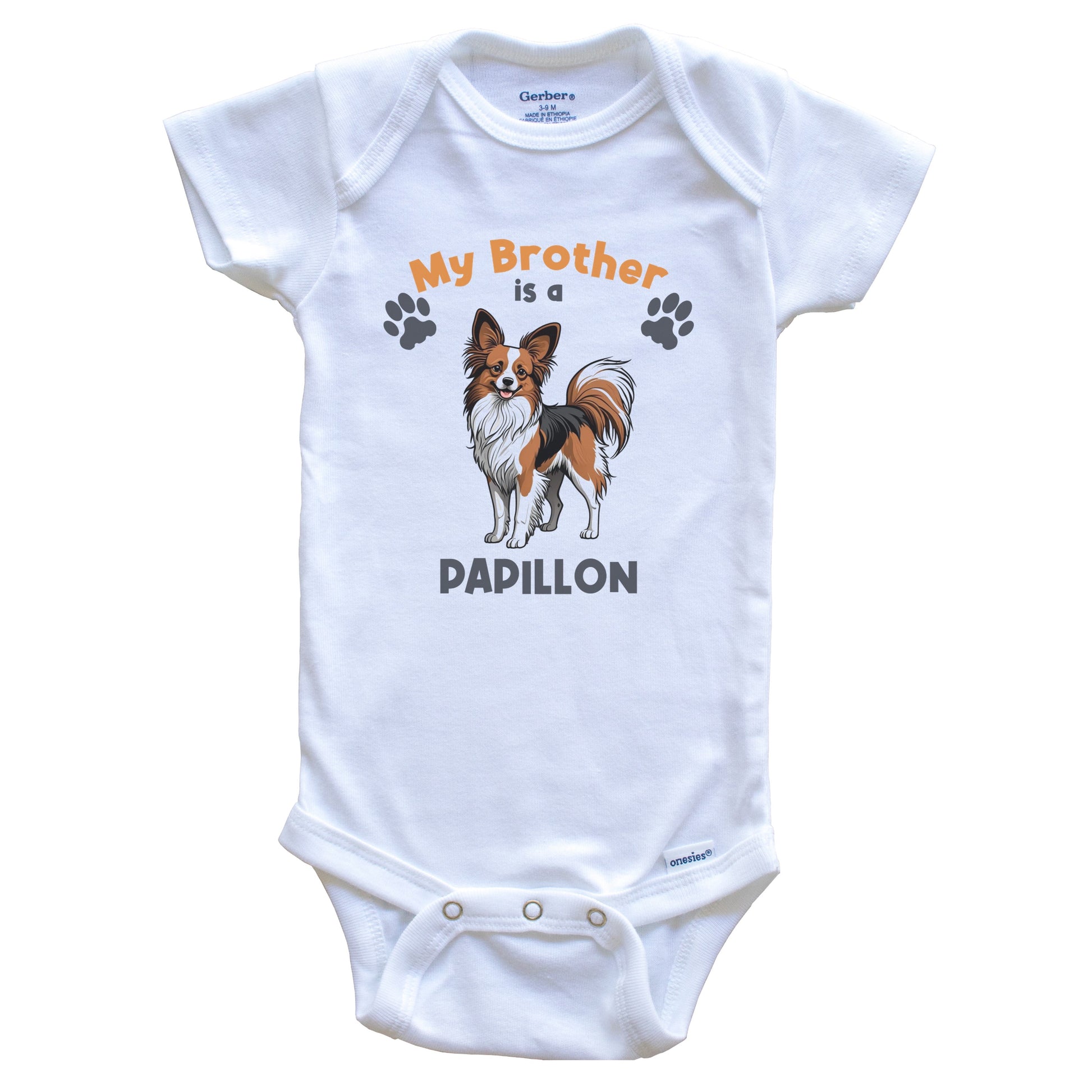 My Brother Is A Papillon Cute Dog Breed Baby Bodysuit
