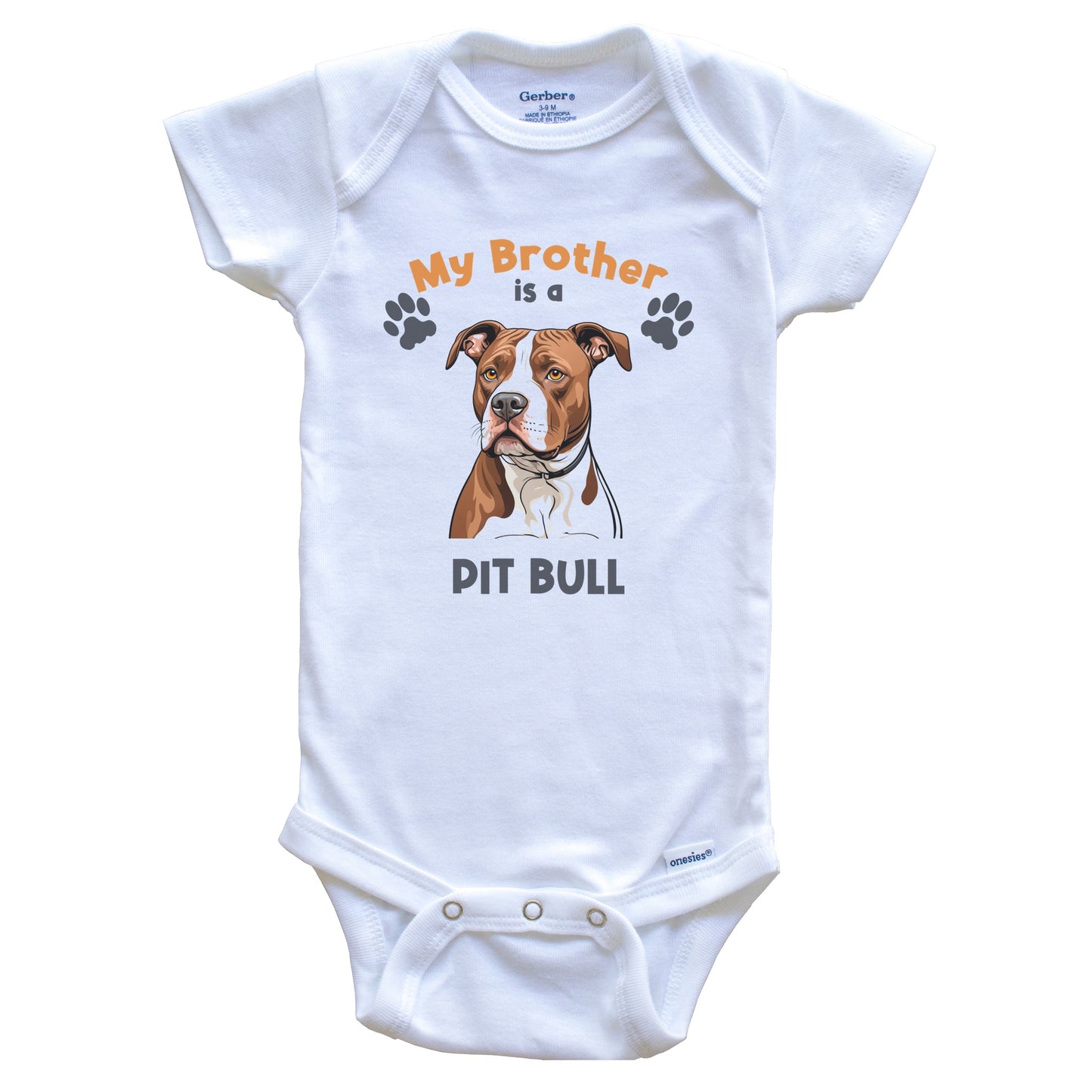 My Brother Is A Pit Bull Cute Dog Breed Baby Bodysuit