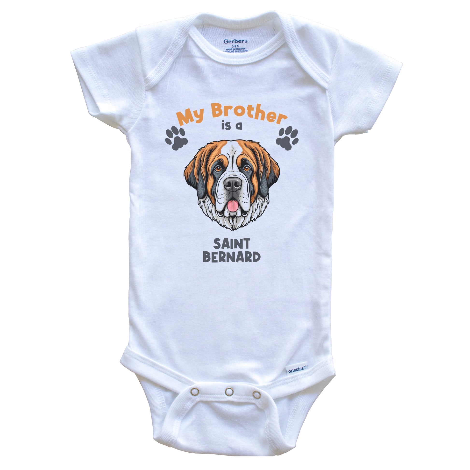 My Brother Is A Saint Bernard Cute Dog Breed Baby Bodysuit