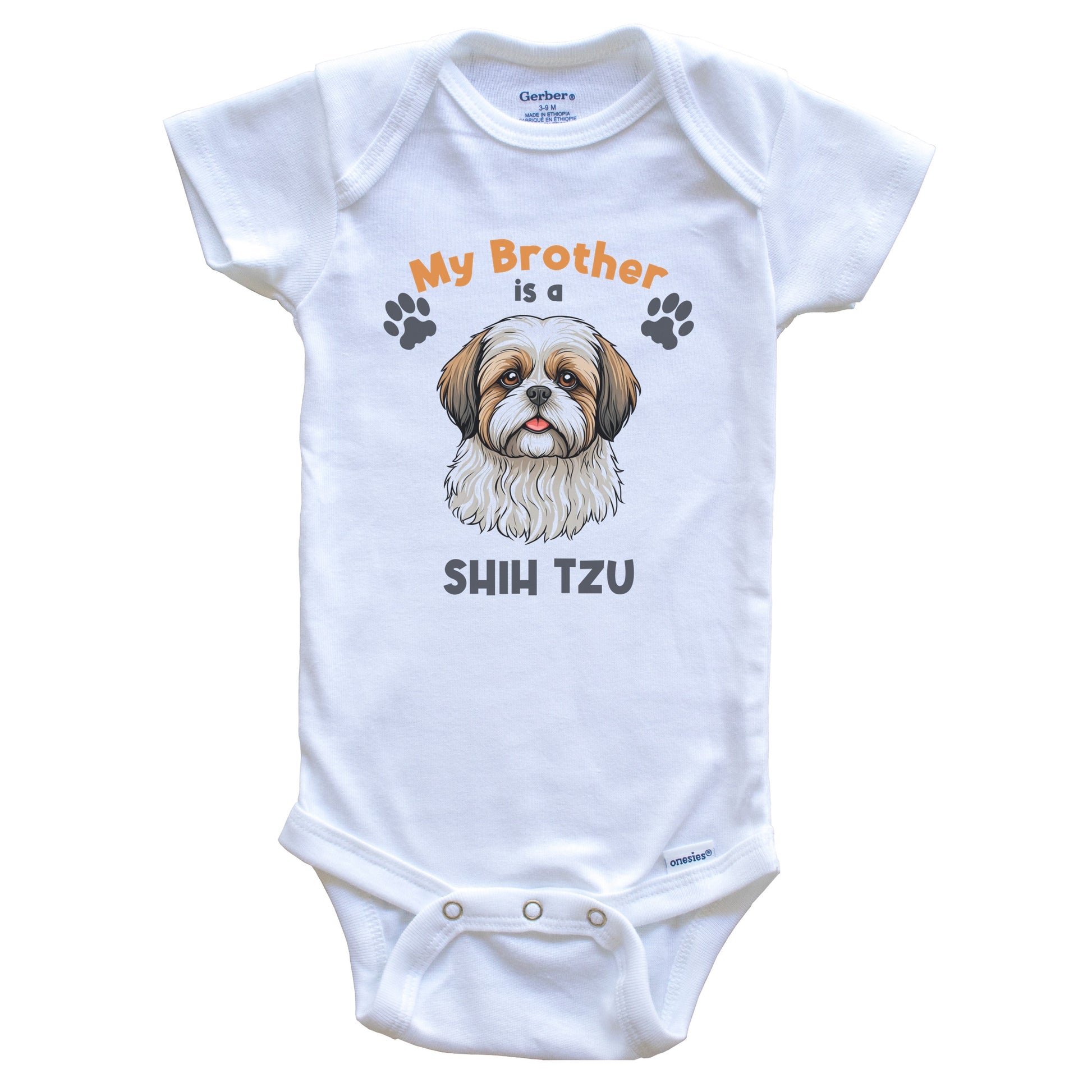 My Brother Is A Shih Tzu Cute Dog Breed Baby Bodysuit