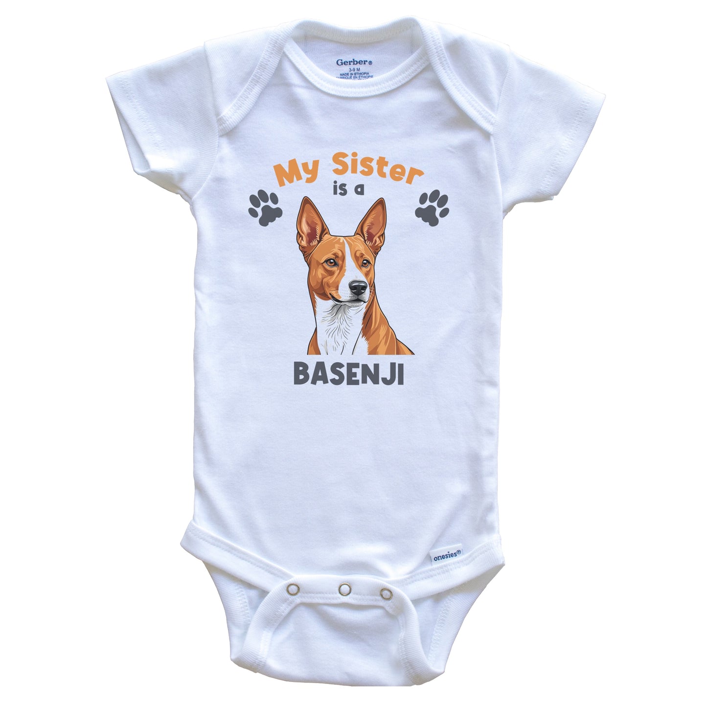 My Sister Is A Basenji Cute Dog Breed Baby Bodysuit