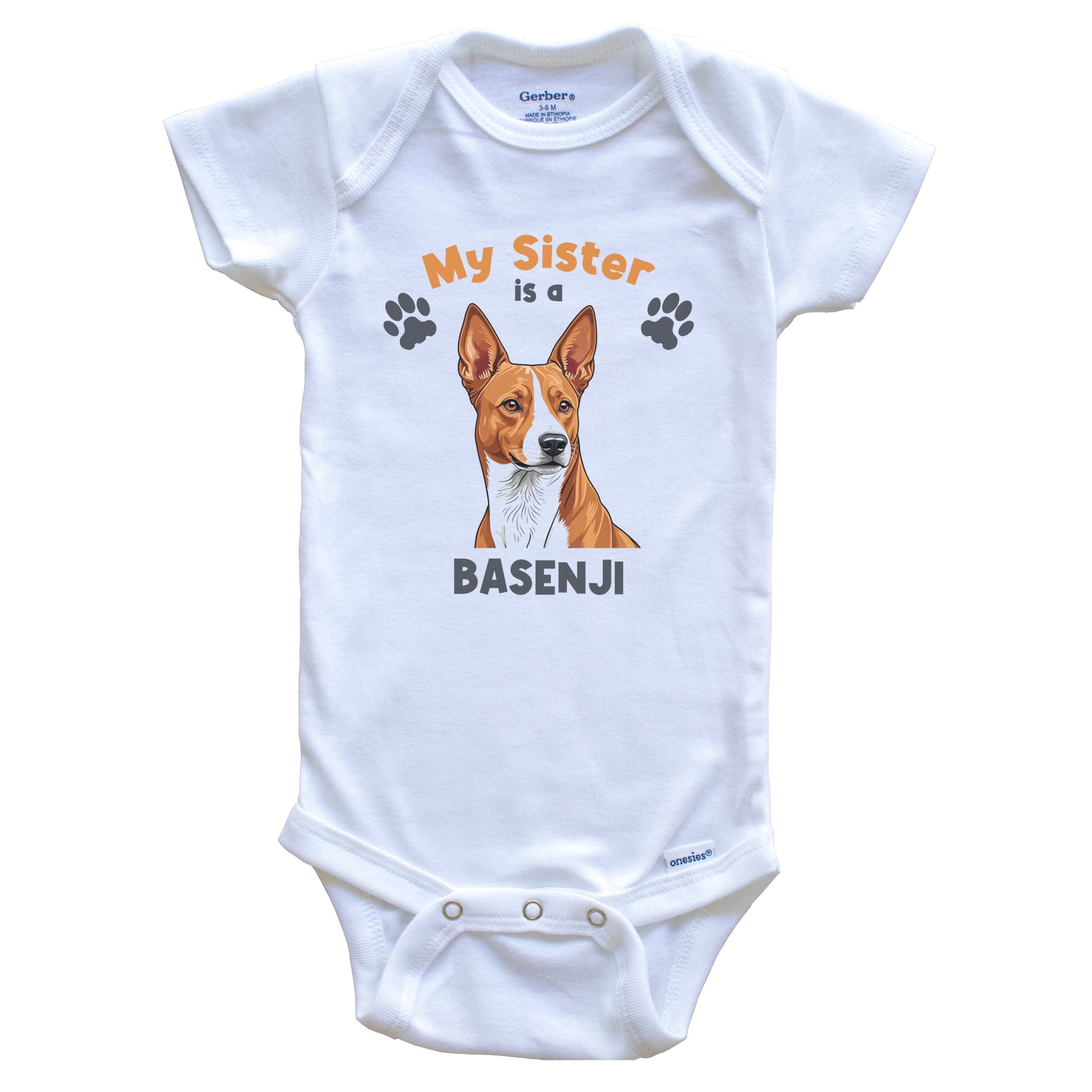 My Sister Is A Basenji Cute Dog Breed Baby Bodysuit