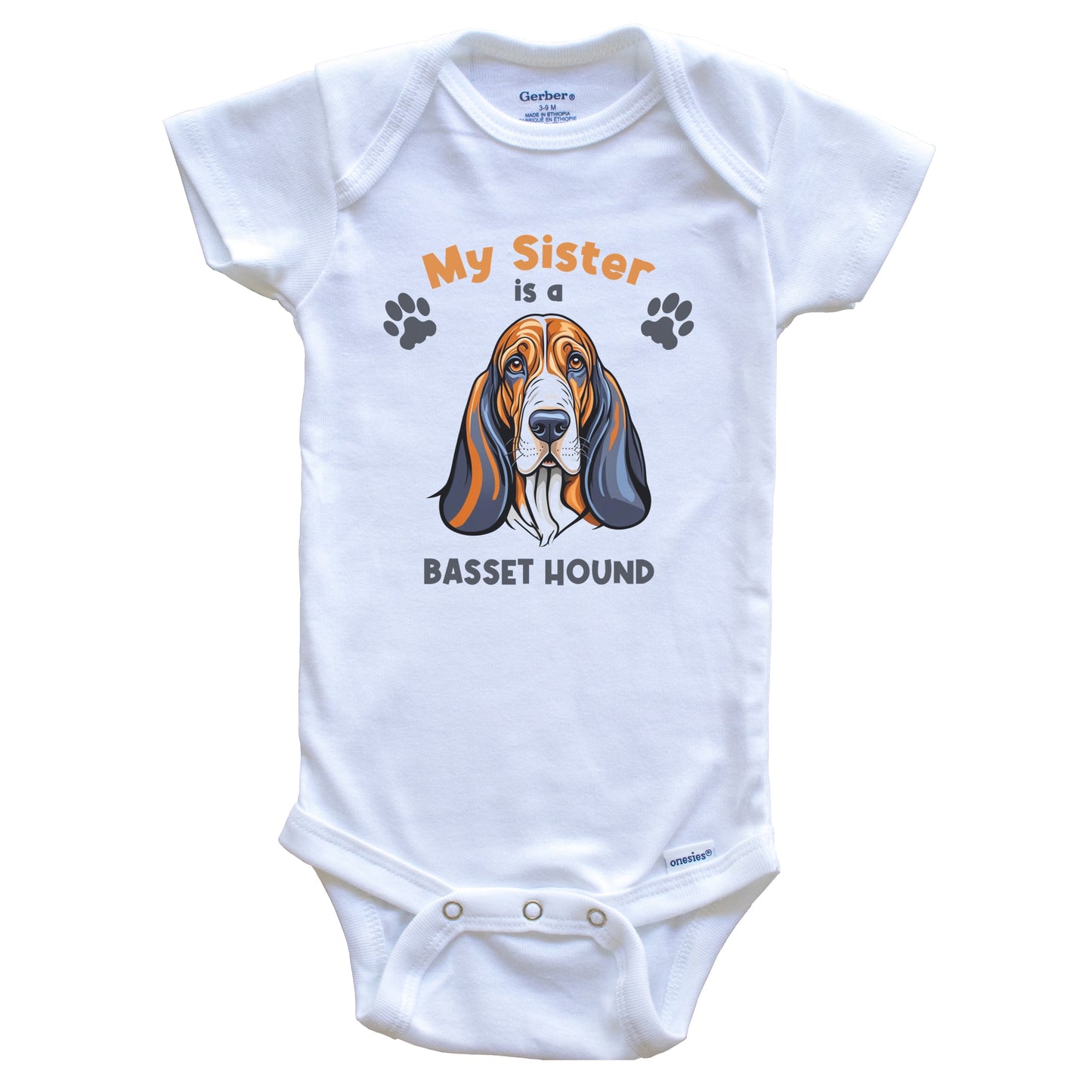 My Sister Is A Basset Hound Cute Dog Breed Baby Bodysuit