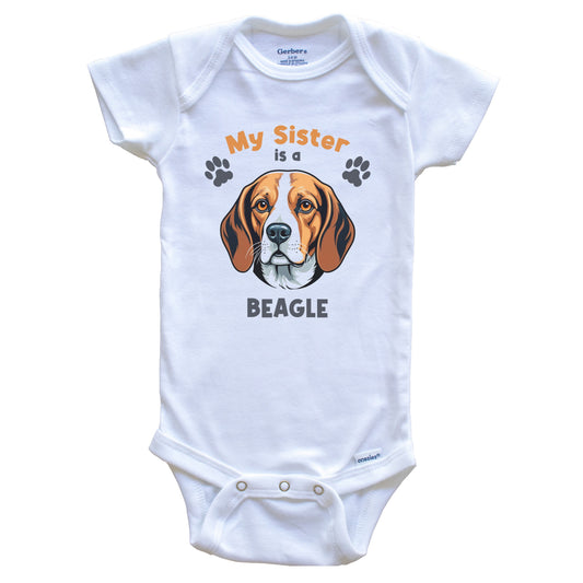 My Sister Is A Beagle Cute Dog Breed Baby Bodysuit
