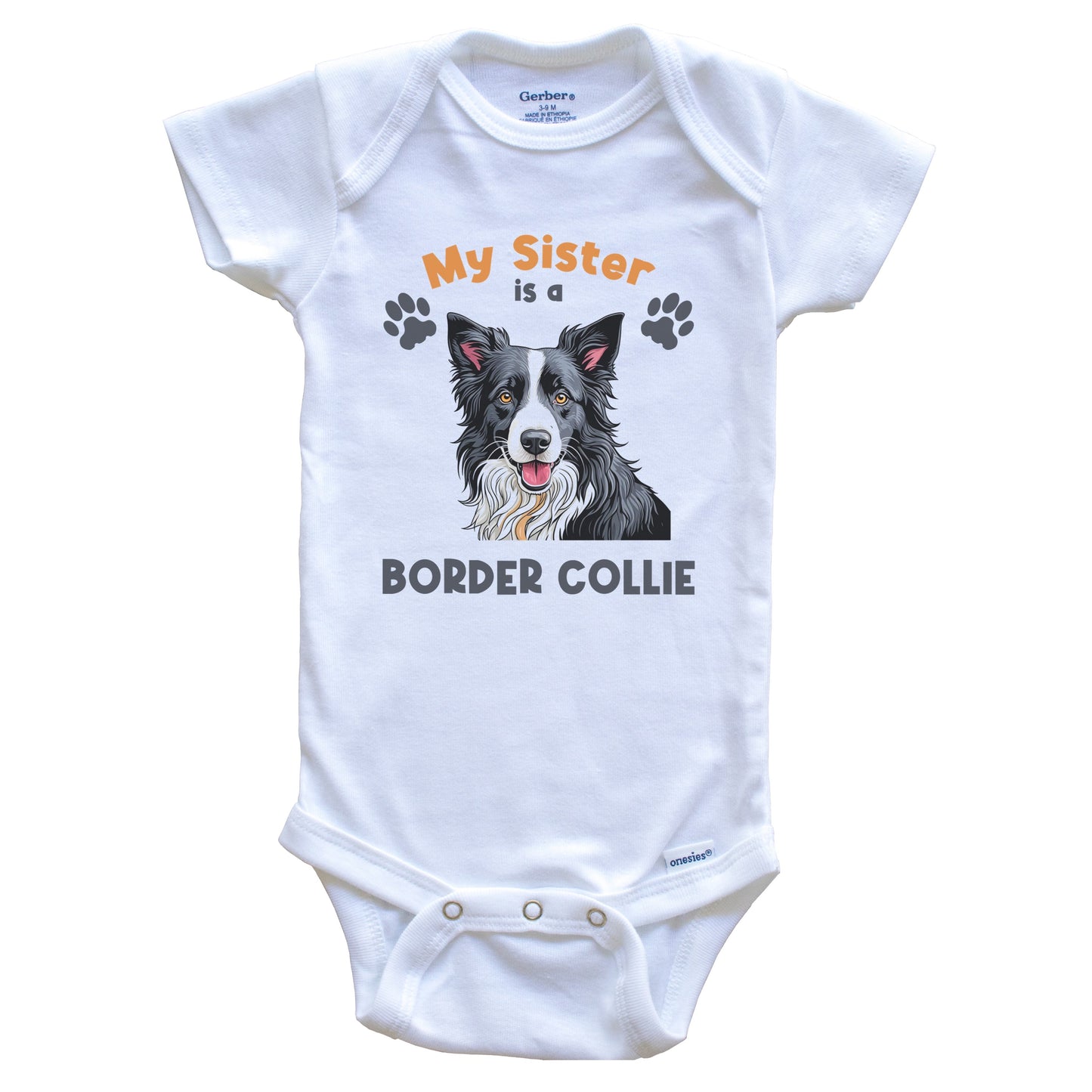 My Sister Is A Border Collie Cute Dog Breed Baby Bodysuit