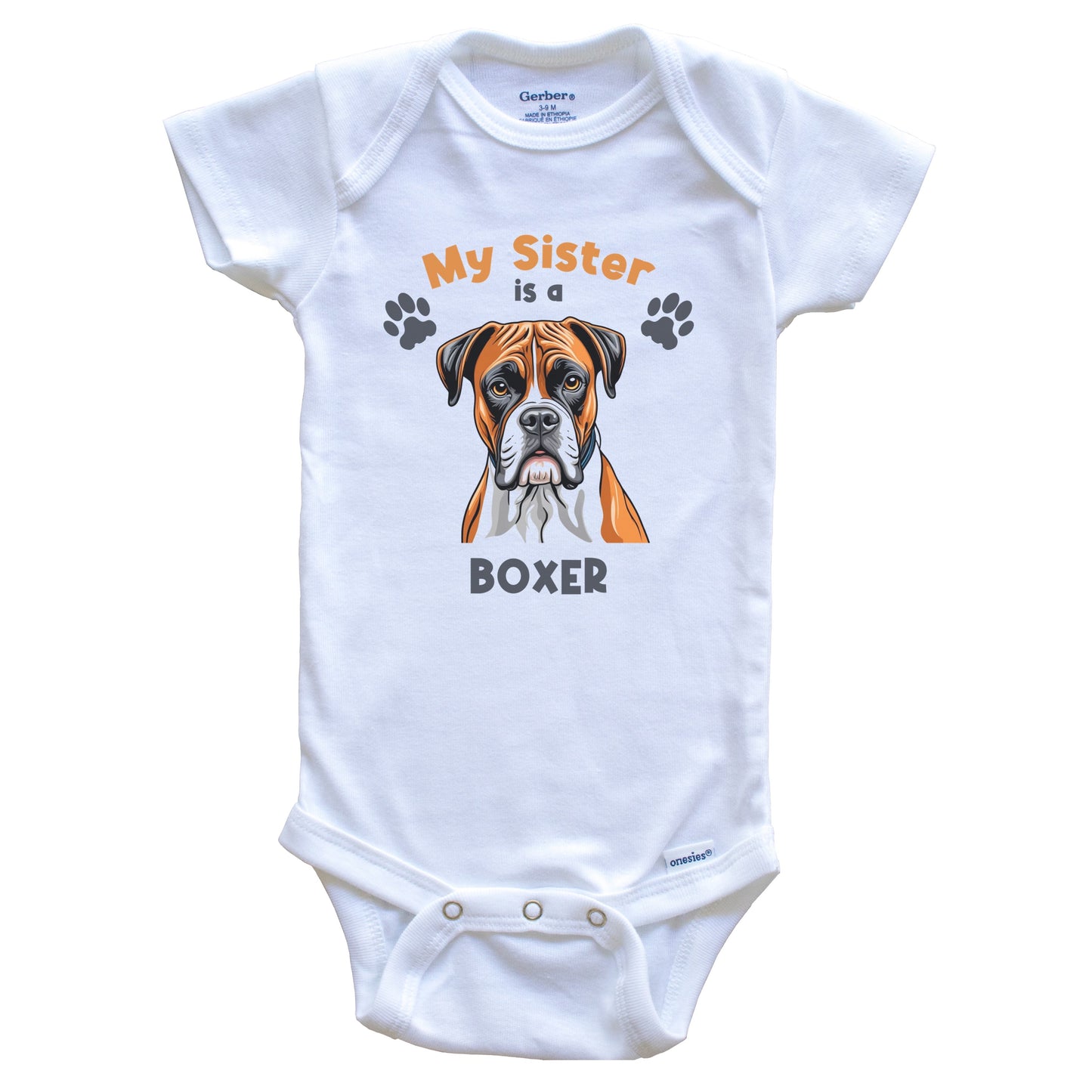 My Sister Is A Boxer Cute Dog Breed Baby Bodysuit