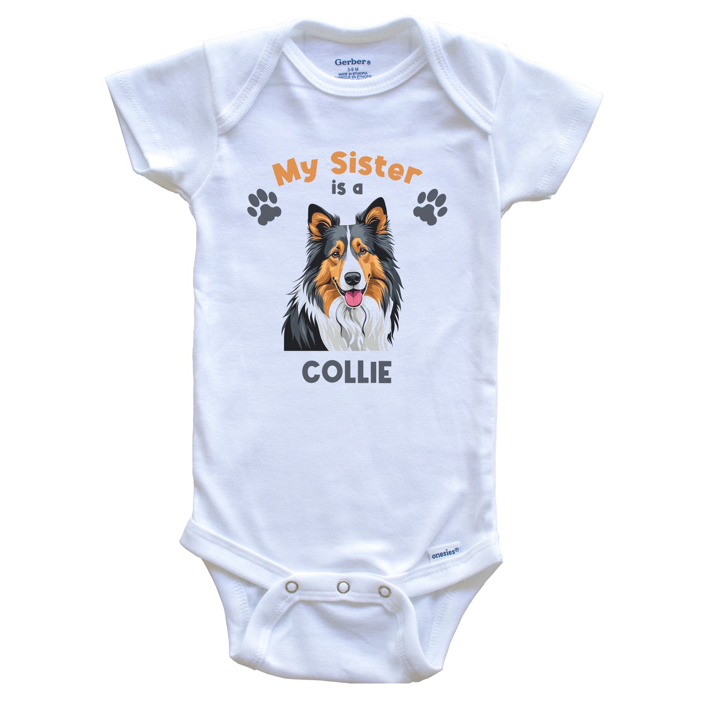My Sister Is A Collie Cute Dog Breed Baby Bodysuit
