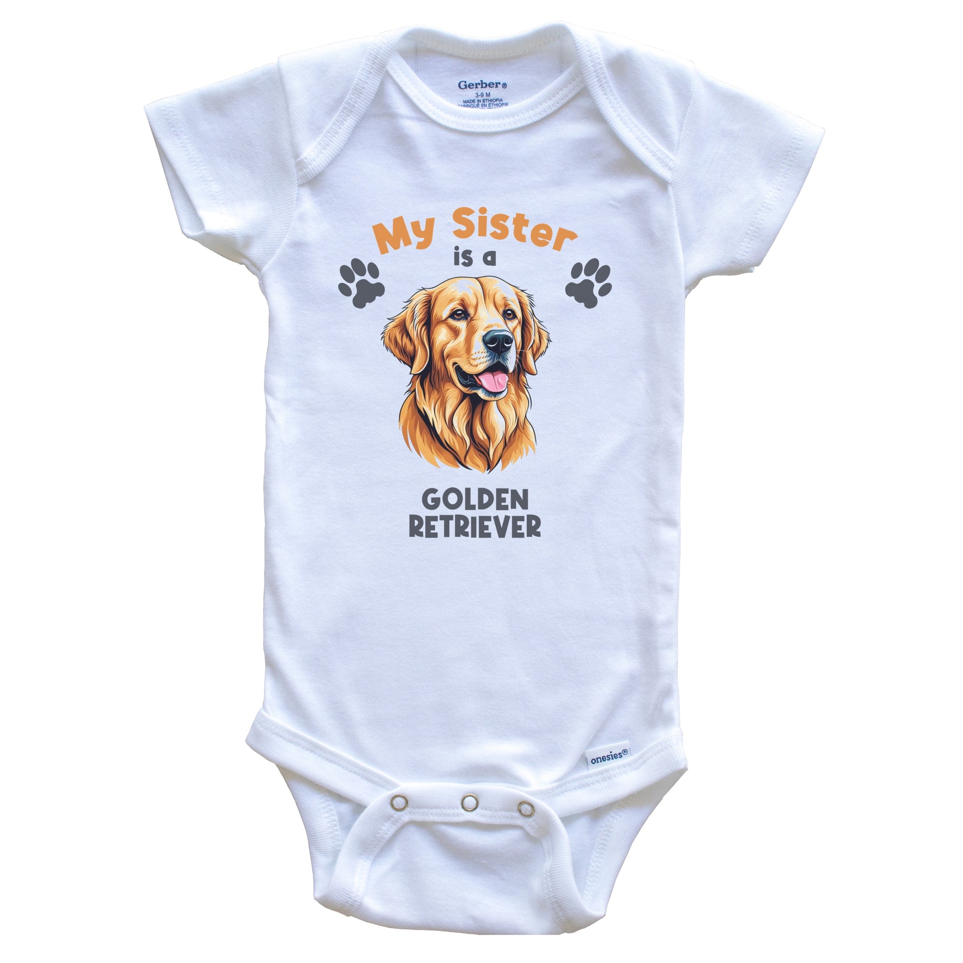 My Sister Is A Golden Retriever Cute Dog Breed Baby Bodysuit
