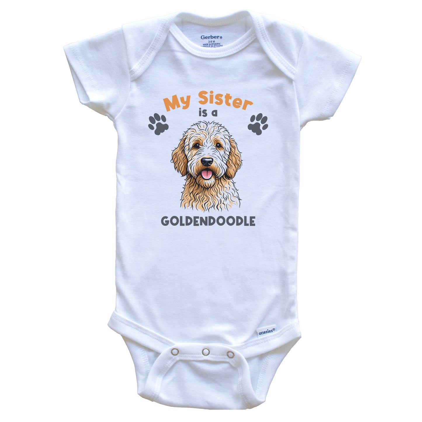 My Sister Is A Goldendoodle Cute Dog Breed Baby Bodysuit
